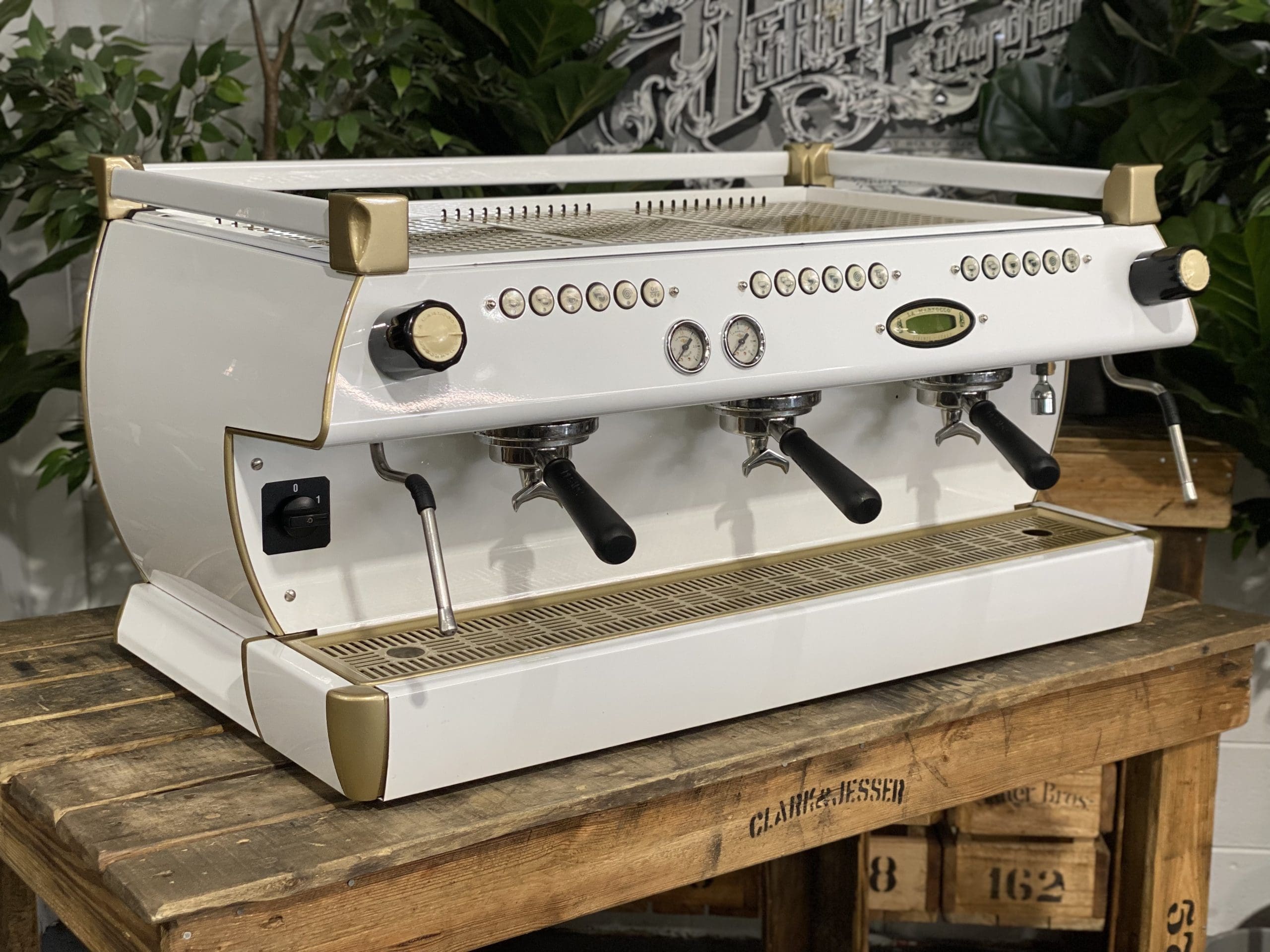 La Marzocco GB5 White - 3 Group Commercial Espresso Machine - Gold