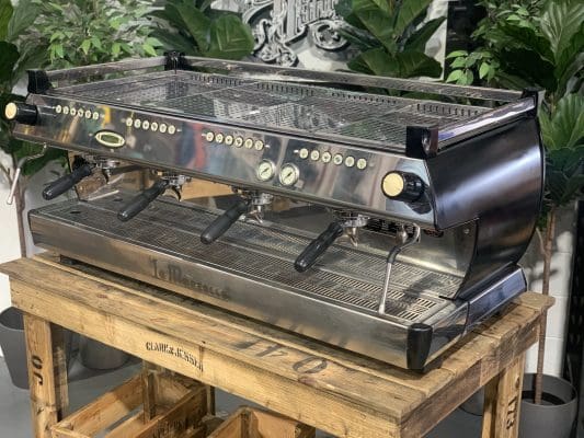 La Marzocco GB5 4 Group Matte Black w. Gold Accents