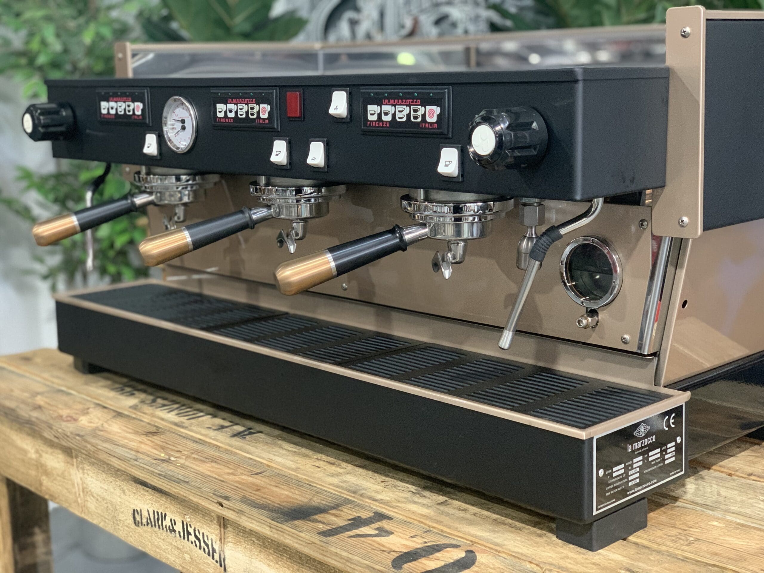 La Marzocco Linea Classic Black & Rose - 3 Group Commercial Espresso Machine - Gold