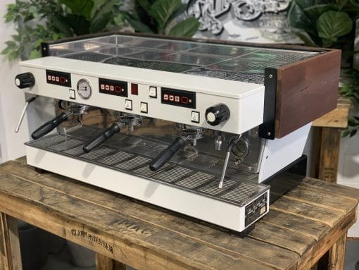 La Marzocco Linea White & W Chronos - 3 Group Commercial Espresso Machine - Timber