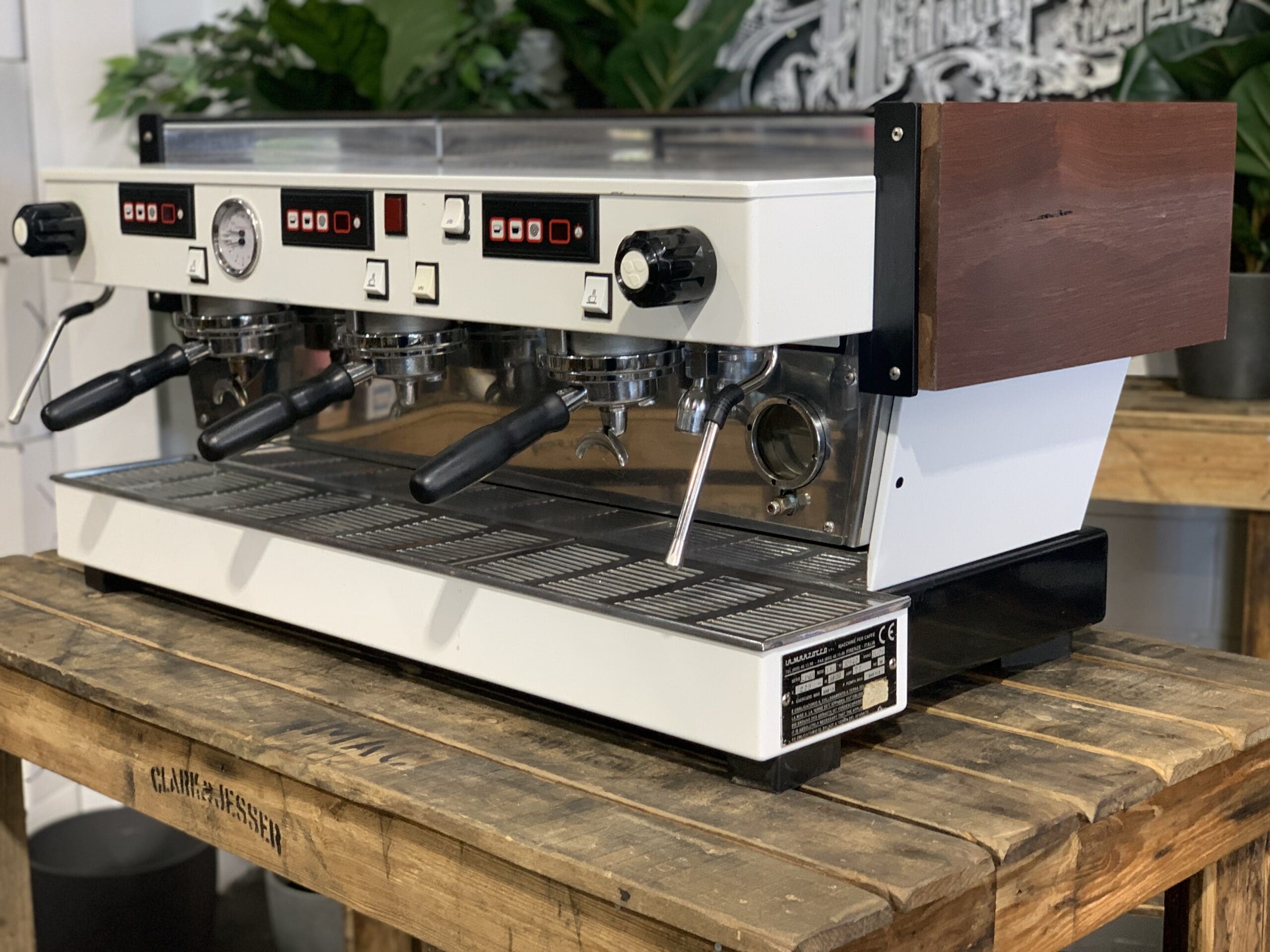 La Marzocco Linea Classic Chrono Touch Pads Wood - 3 Group Commercial Espresso Machine - White