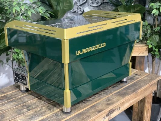 La Marzocco Linea PB 2 Group Green & Gold w. Timber