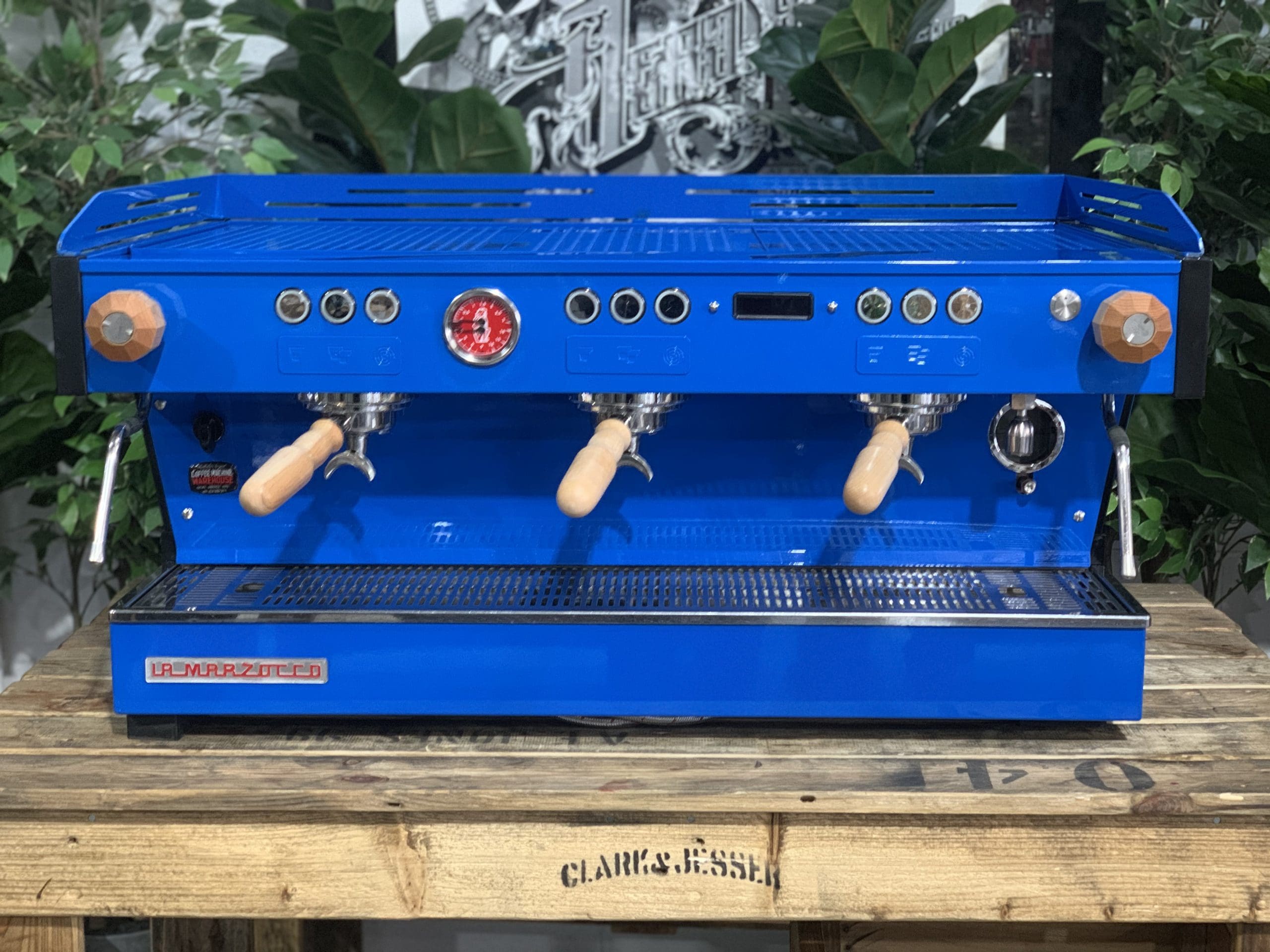 La Marzocco Linea PB Blue with - 3 Group Commercial Espresso Machine - Timber