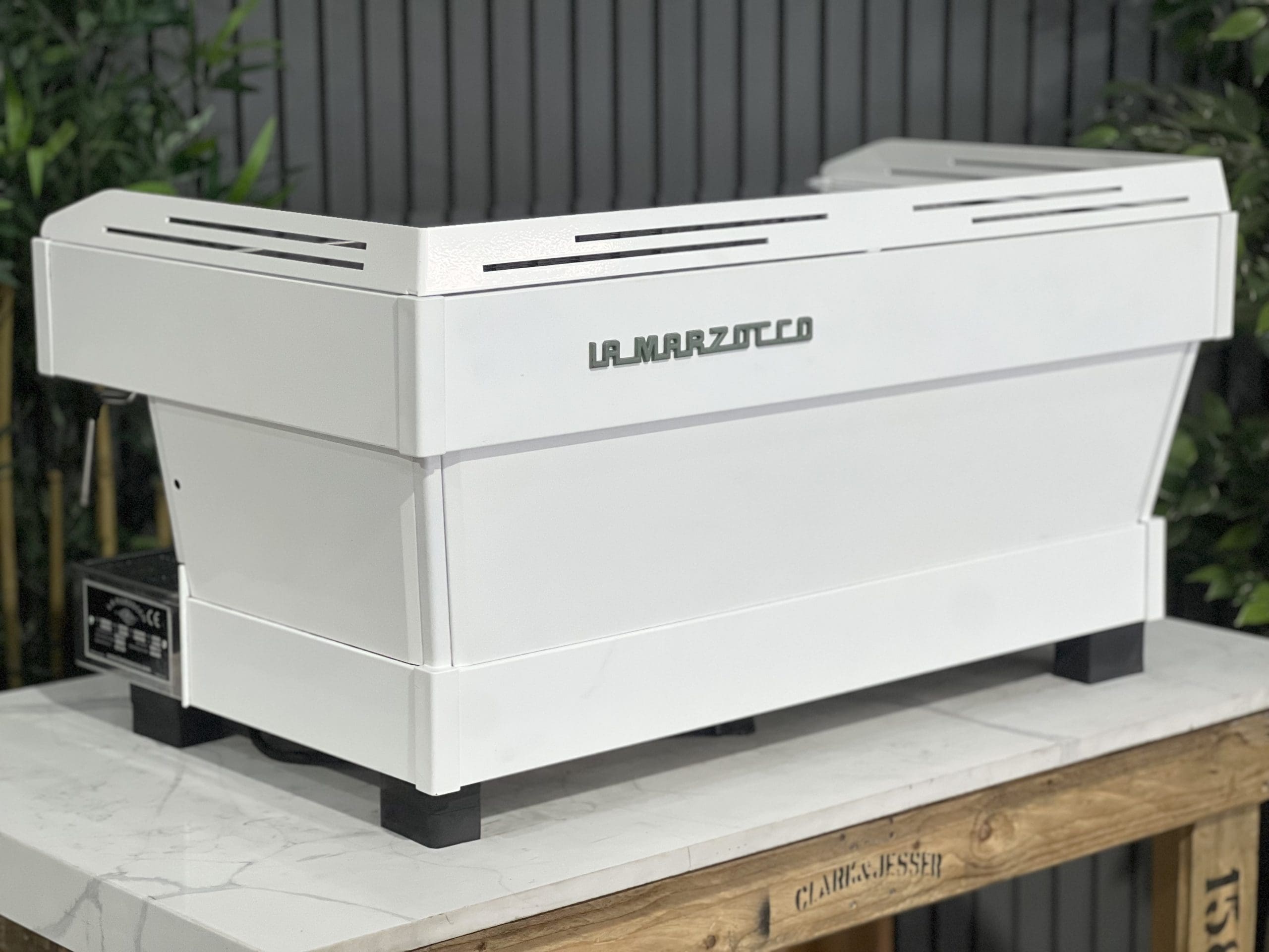La Marzocco Linea PB Stainless & White w/ Accents - 3 Group Commercial Espresso Machine - Green