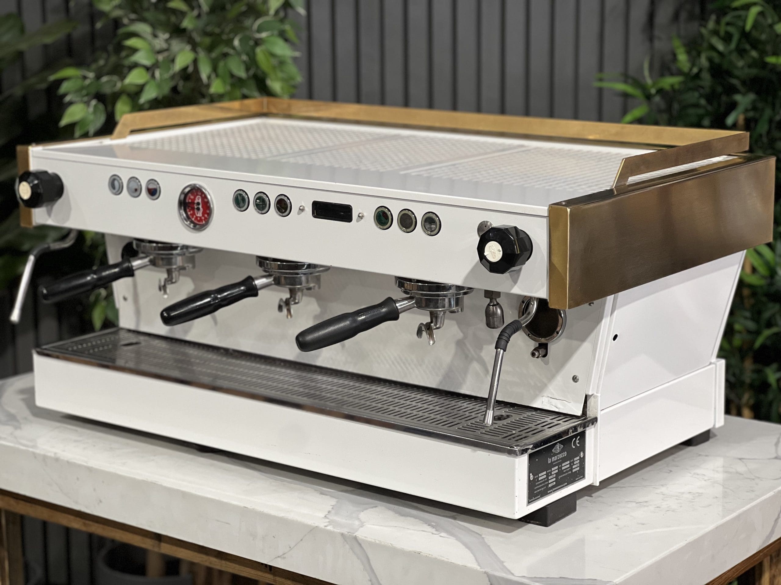 La Marzocco Linea PB White - 3 Group Commercial Espresso Machine - Gold