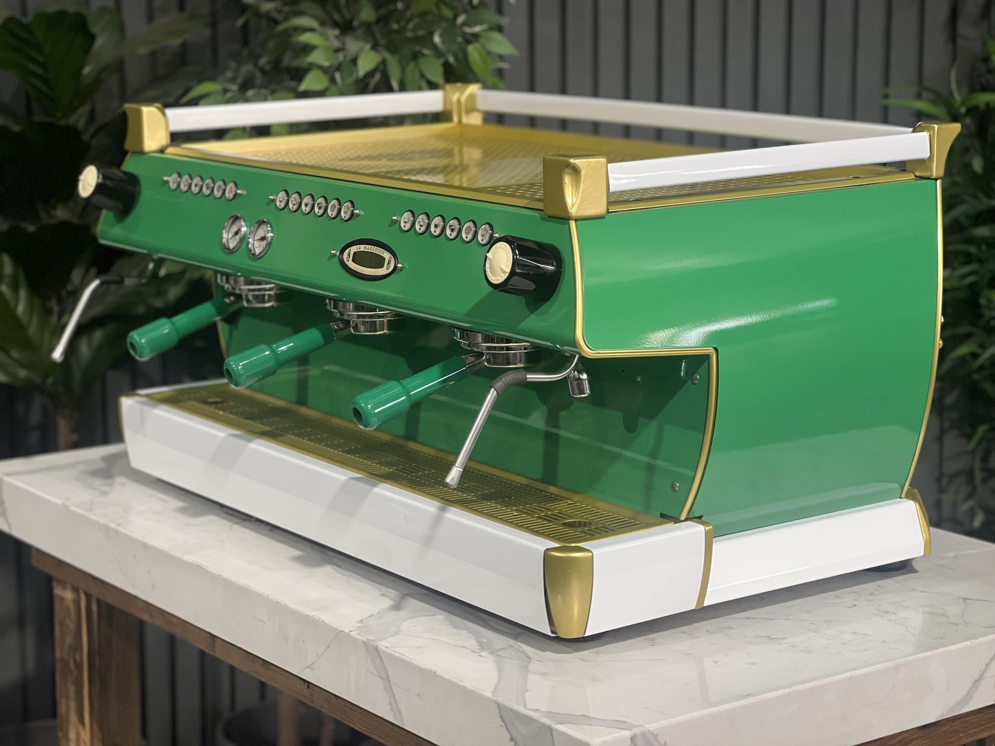La Marzocco GB5 Green, White - 3 Group Commercial Espresso Machine - Gold