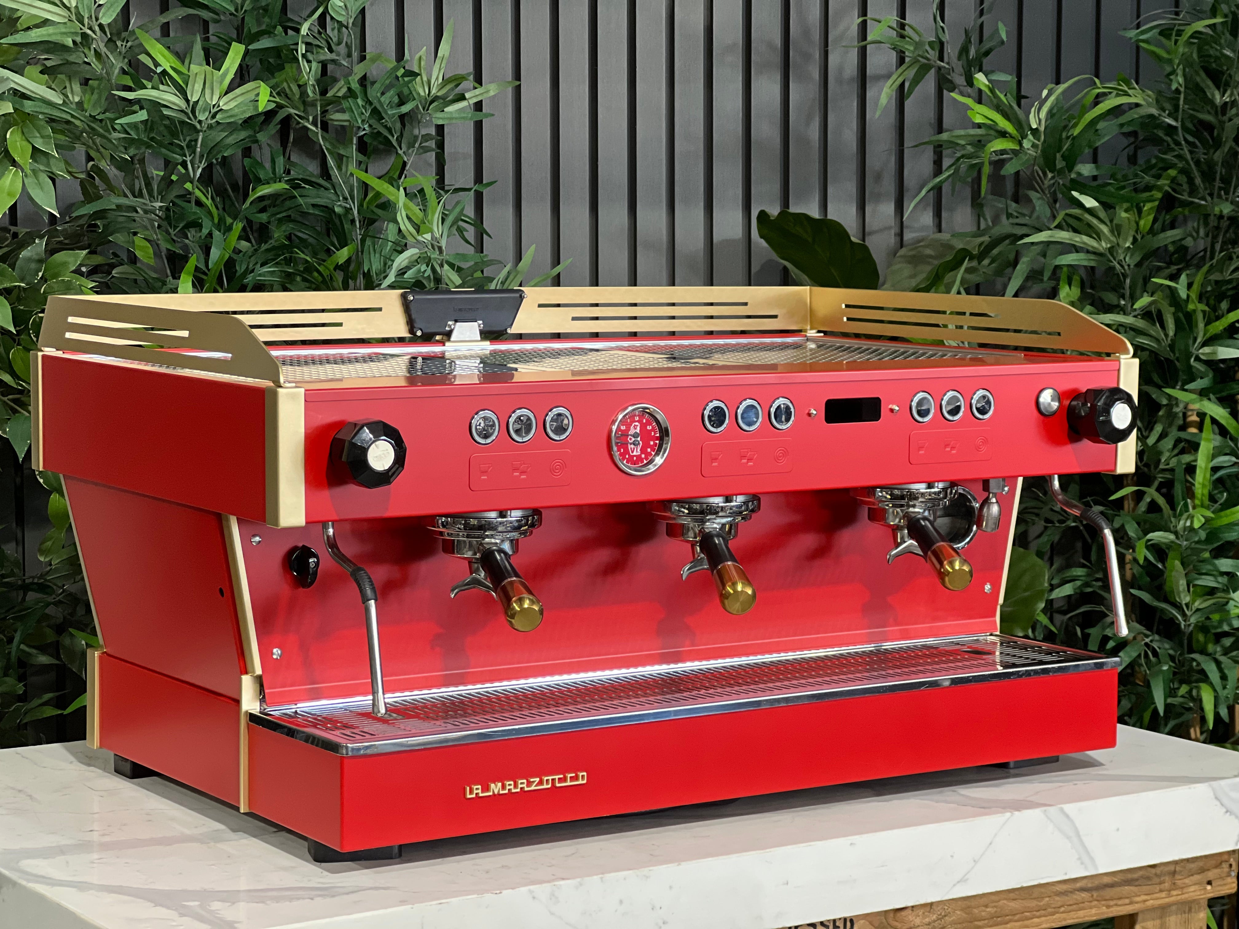 La Marzocco Linea PB Custom Red - 3 Group Commercial Espresso Machine - Gold