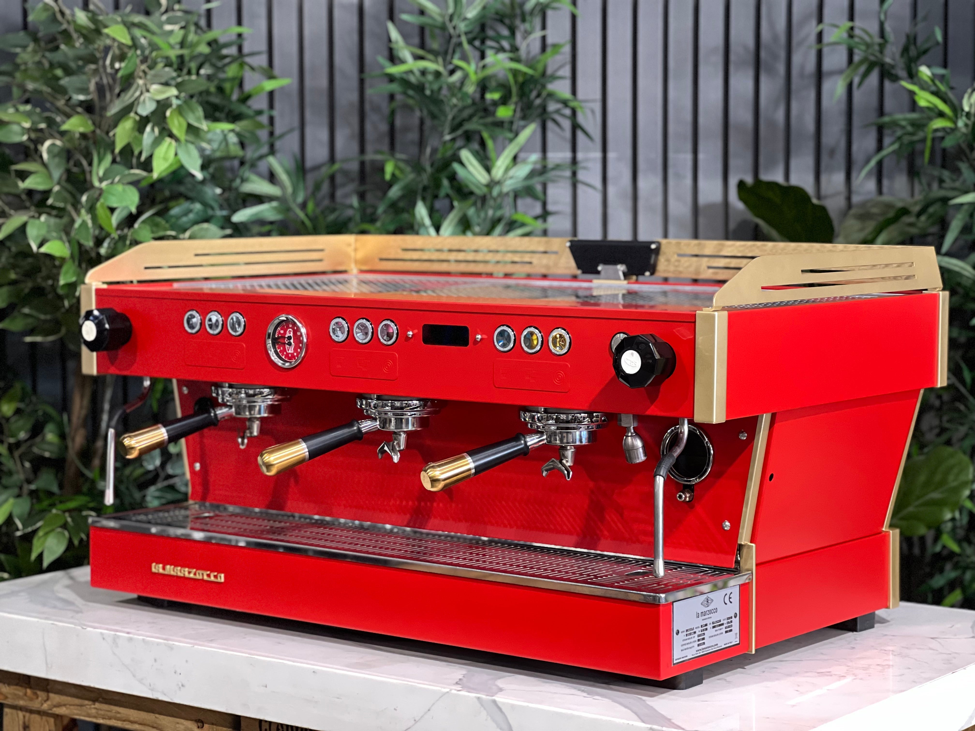La Marzocco Linea PB Custom Red - 3 Group Commercial Espresso Machine - Gold