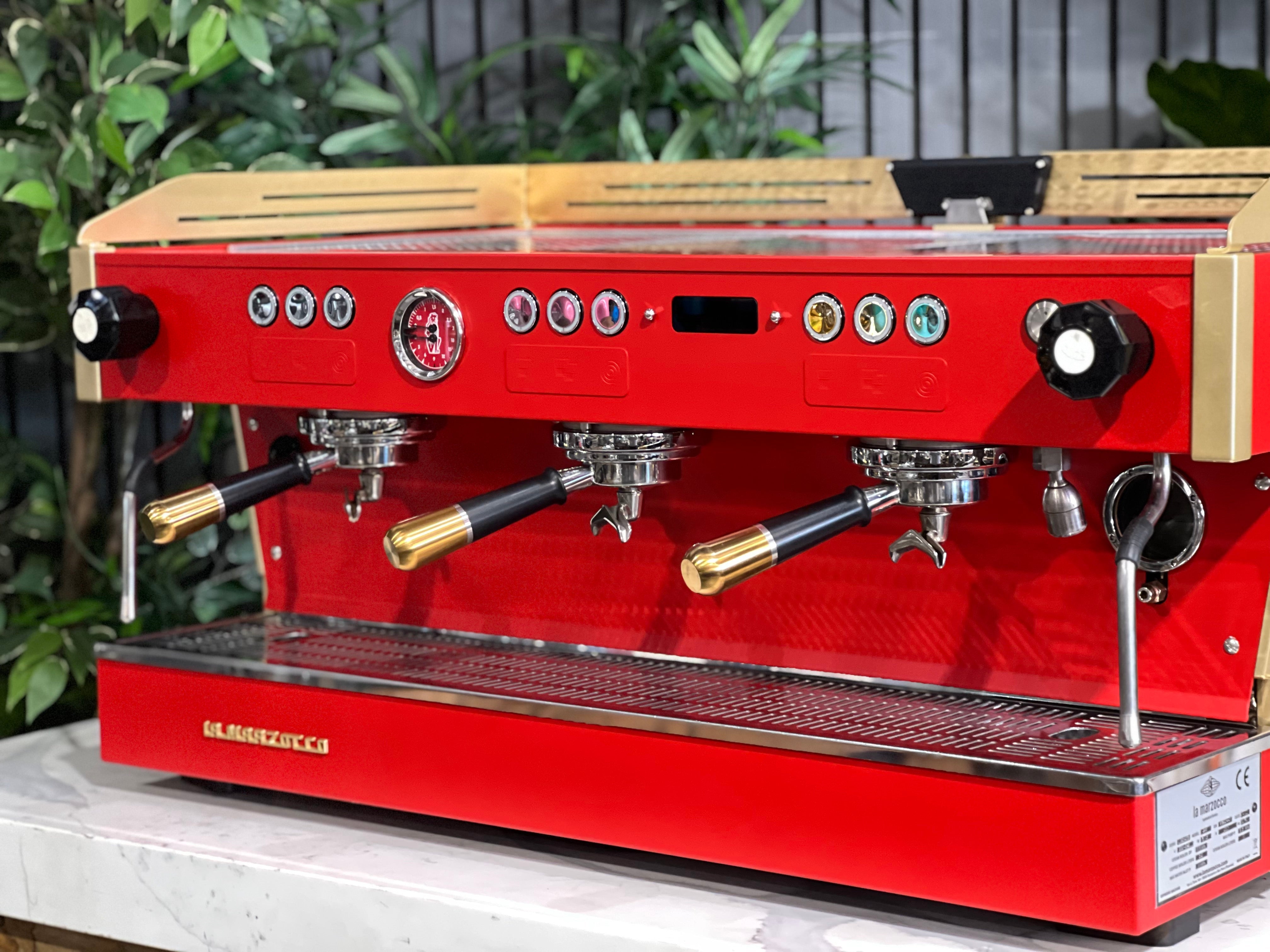 La Marzocco Linea PB Custom Red - 3 Group Commercial Espresso Machine - Gold