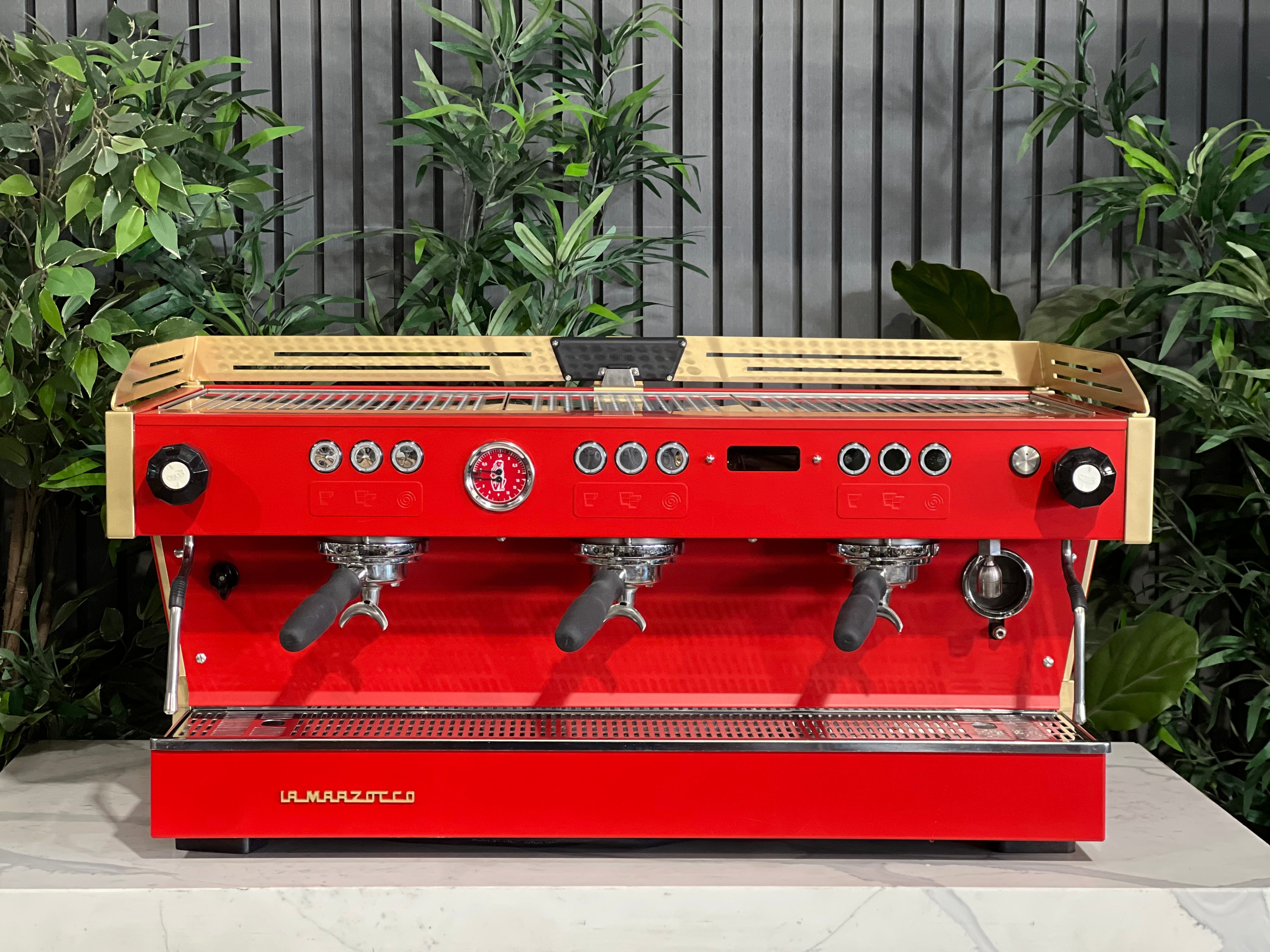 La Marzocco Linea PB Custom Red - 3 Group Commercial Espresso Machine - Gold