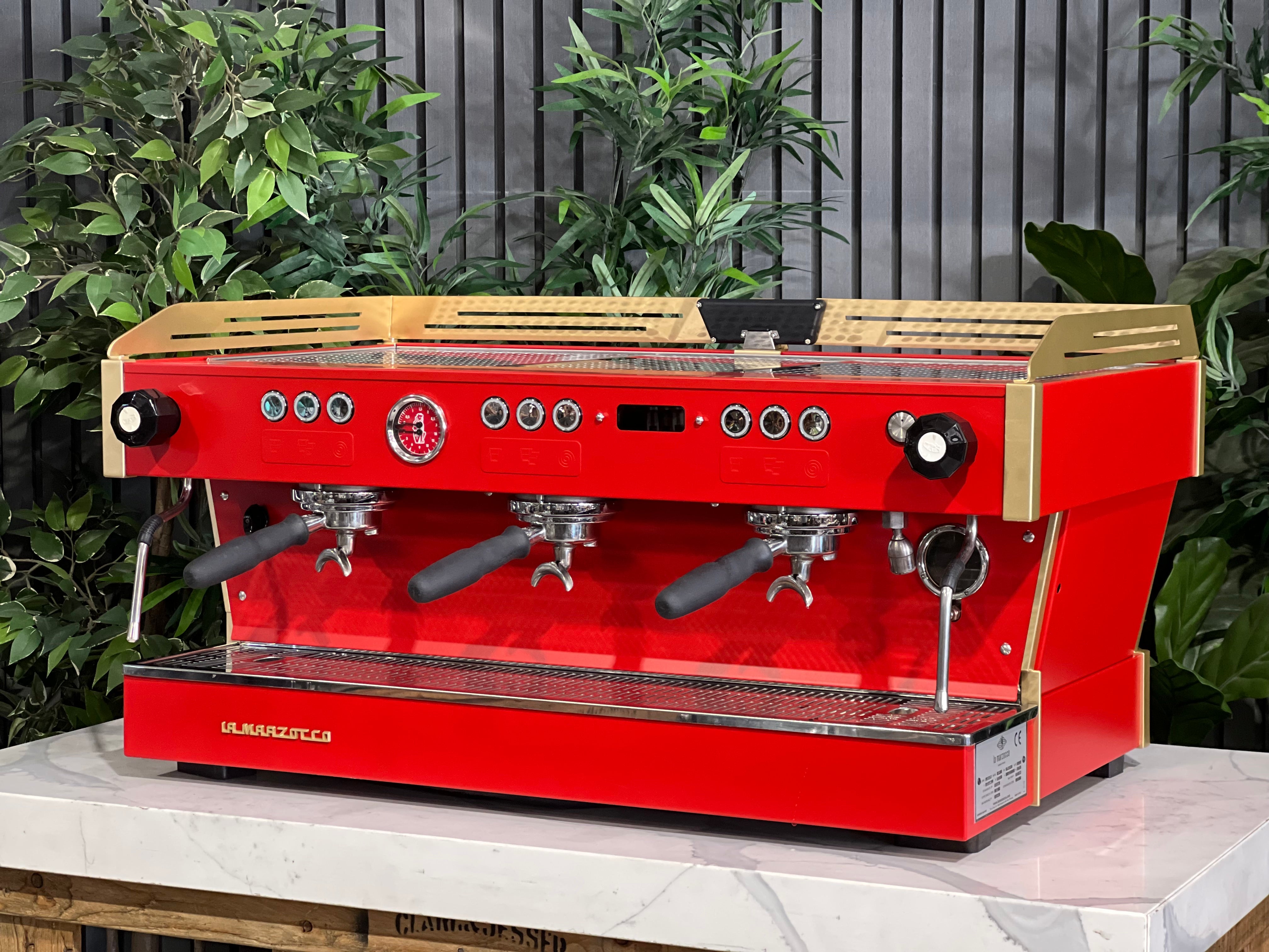 La Marzocco Linea PB Custom Red - 3 Group Commercial Espresso Machine - Gold