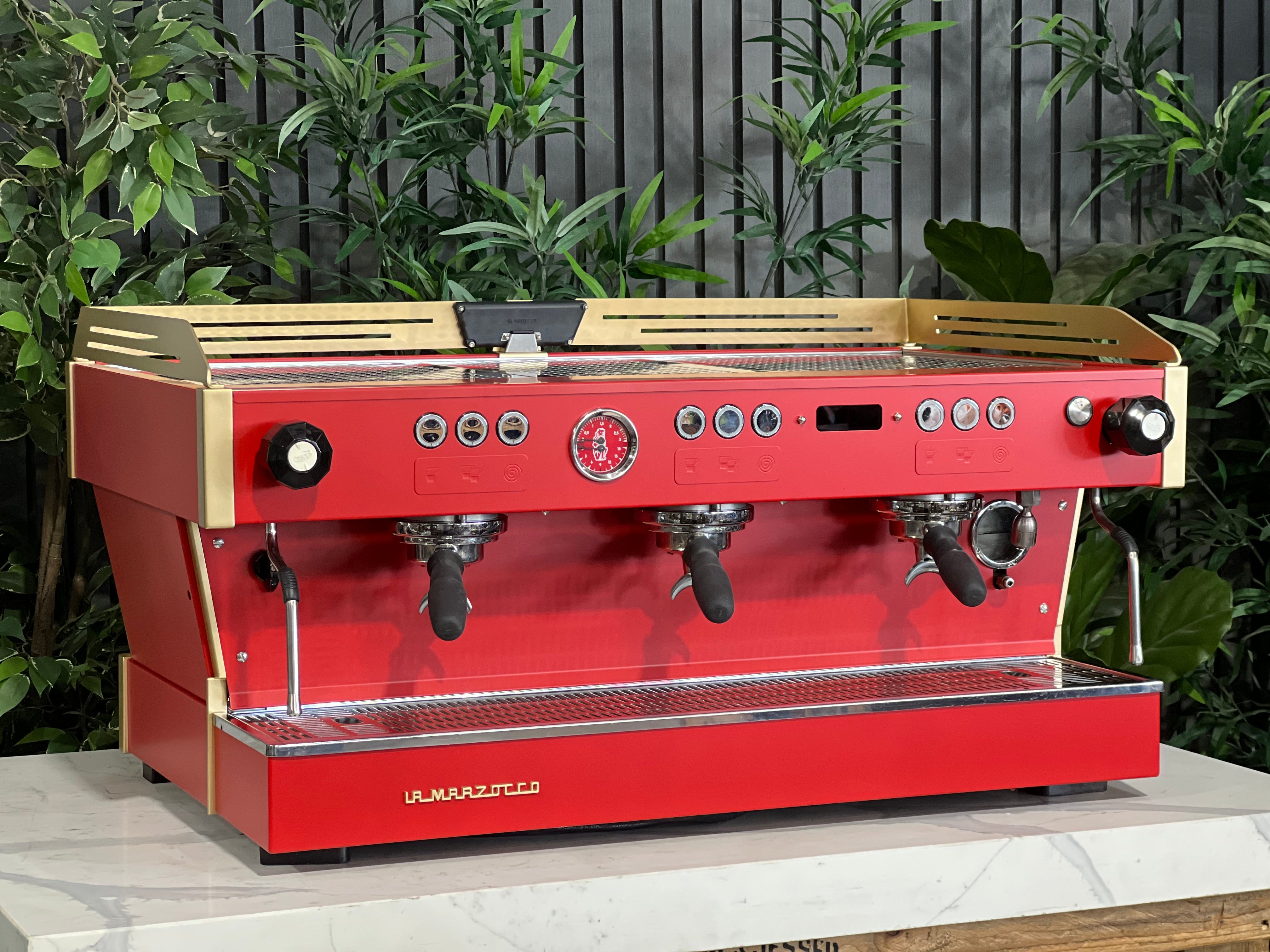 La Marzocco Linea PB Custom Red - 3 Group Commercial Espresso Machine - Gold
