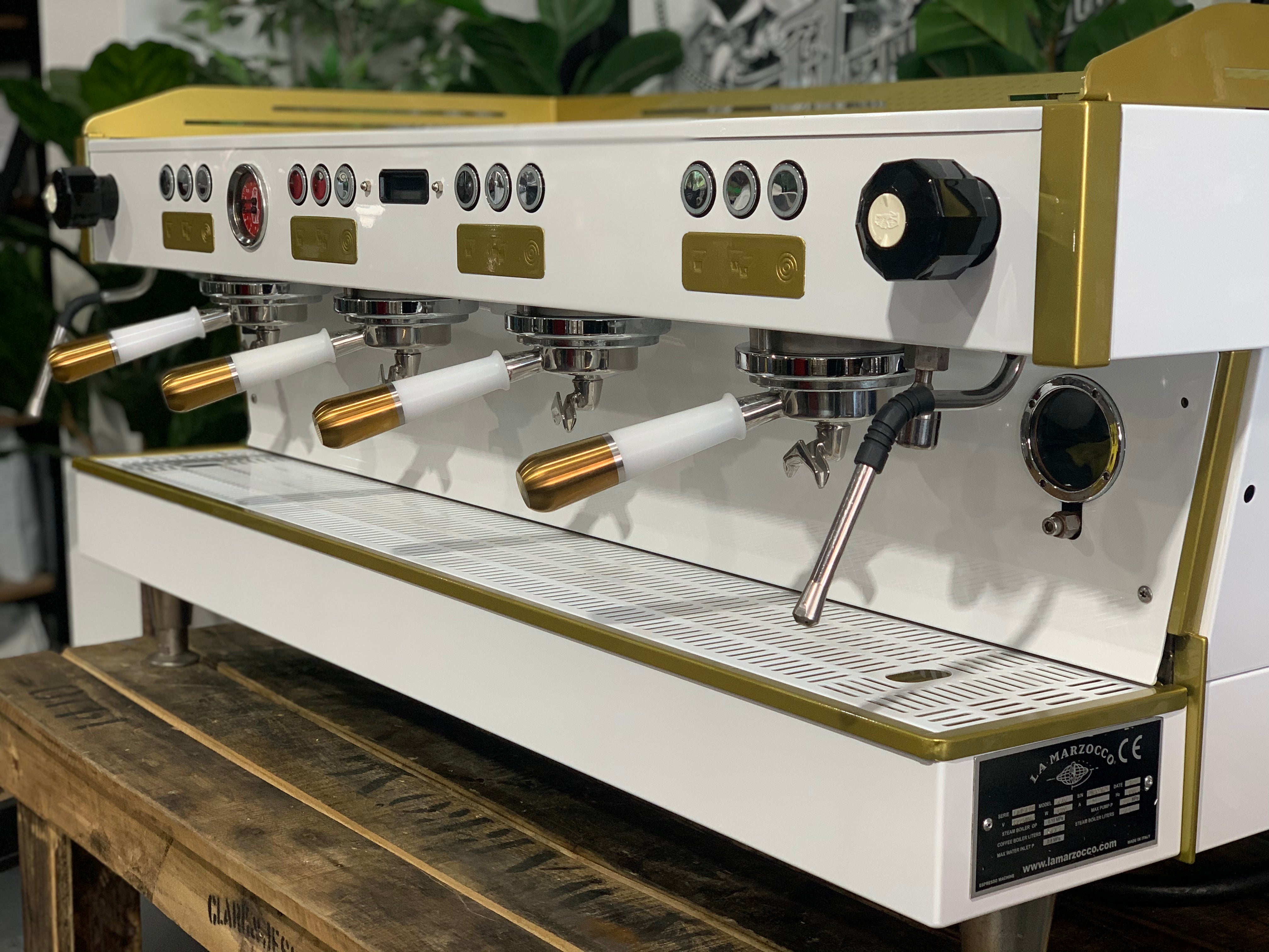 La Marzocco Linea PB White - Used - 4 Group Commercial Espresso Machine - Gold
