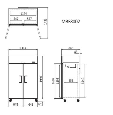 Atosa Top Mounted Double Door Freezer