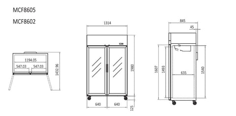 Atosa Top Mounted Double Glass Door Fridge