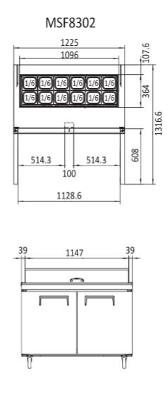 Atosa Double Door Sandwich Prep Table Refrigerator