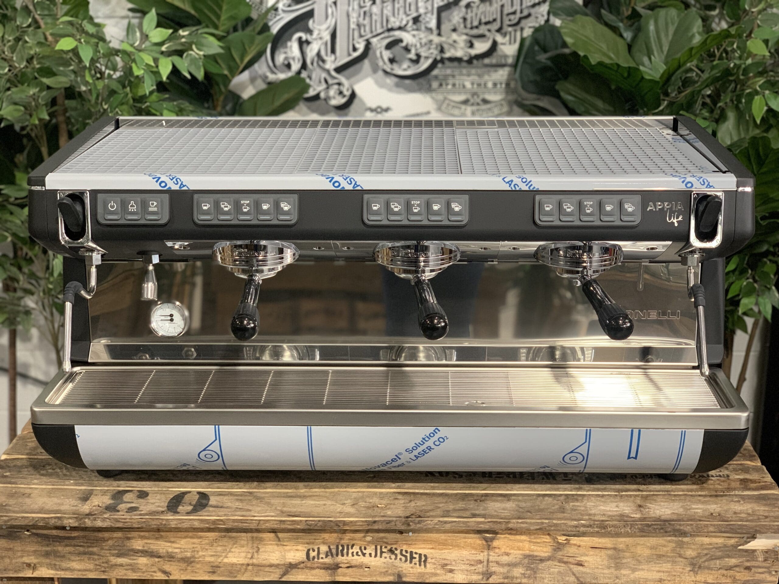 Nuova Simonelli Appia Life High Cup Black - 3 Group Commercial Espresso Machine - Stainless
