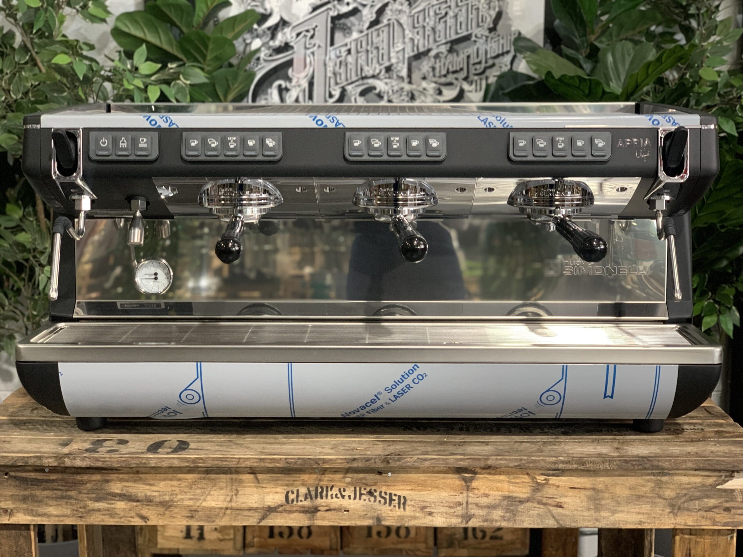 Nuova Simonelli Appia Life High Cup Black - 3 Group Commercial Espresso Machine - Stainless
