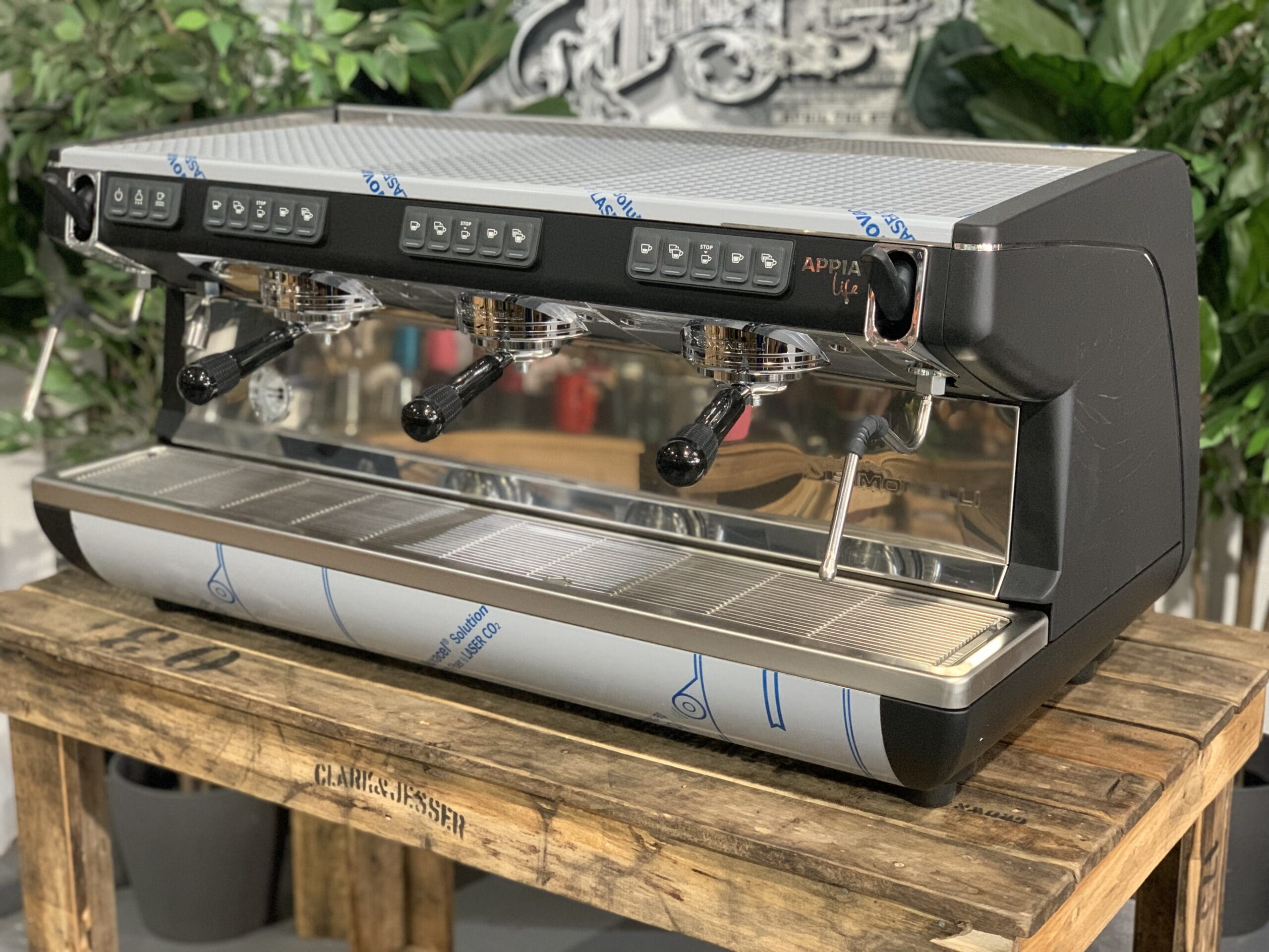 Nuova Simonelli Appia Life High Cup Black - 3 Group Commercial Espresso Machine - Stainless