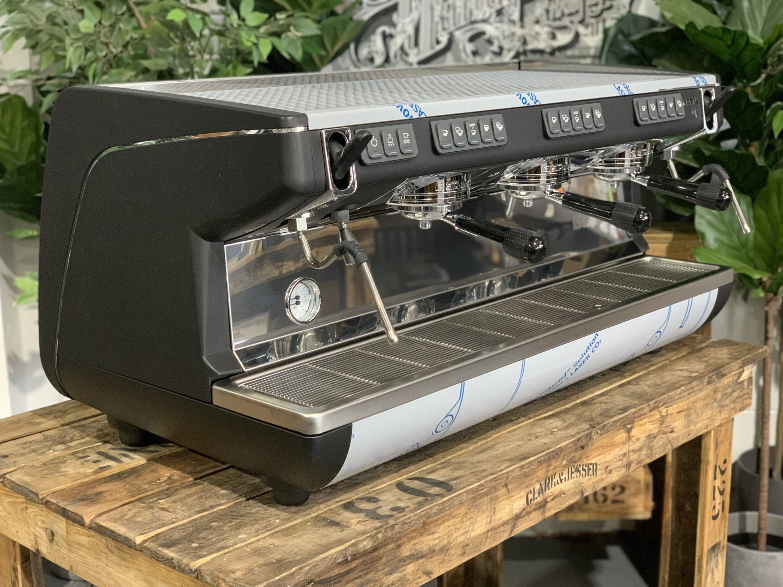 Nuova Simonelli Appia Life High Cup Black - 3 Group Commercial Espresso Machine - Stainless