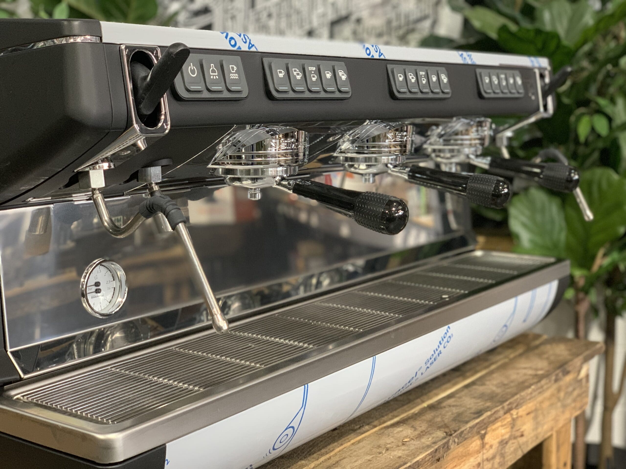 Nuova Simonelli Appia Life High Cup Black - 3 Group Commercial Espresso Machine - Stainless