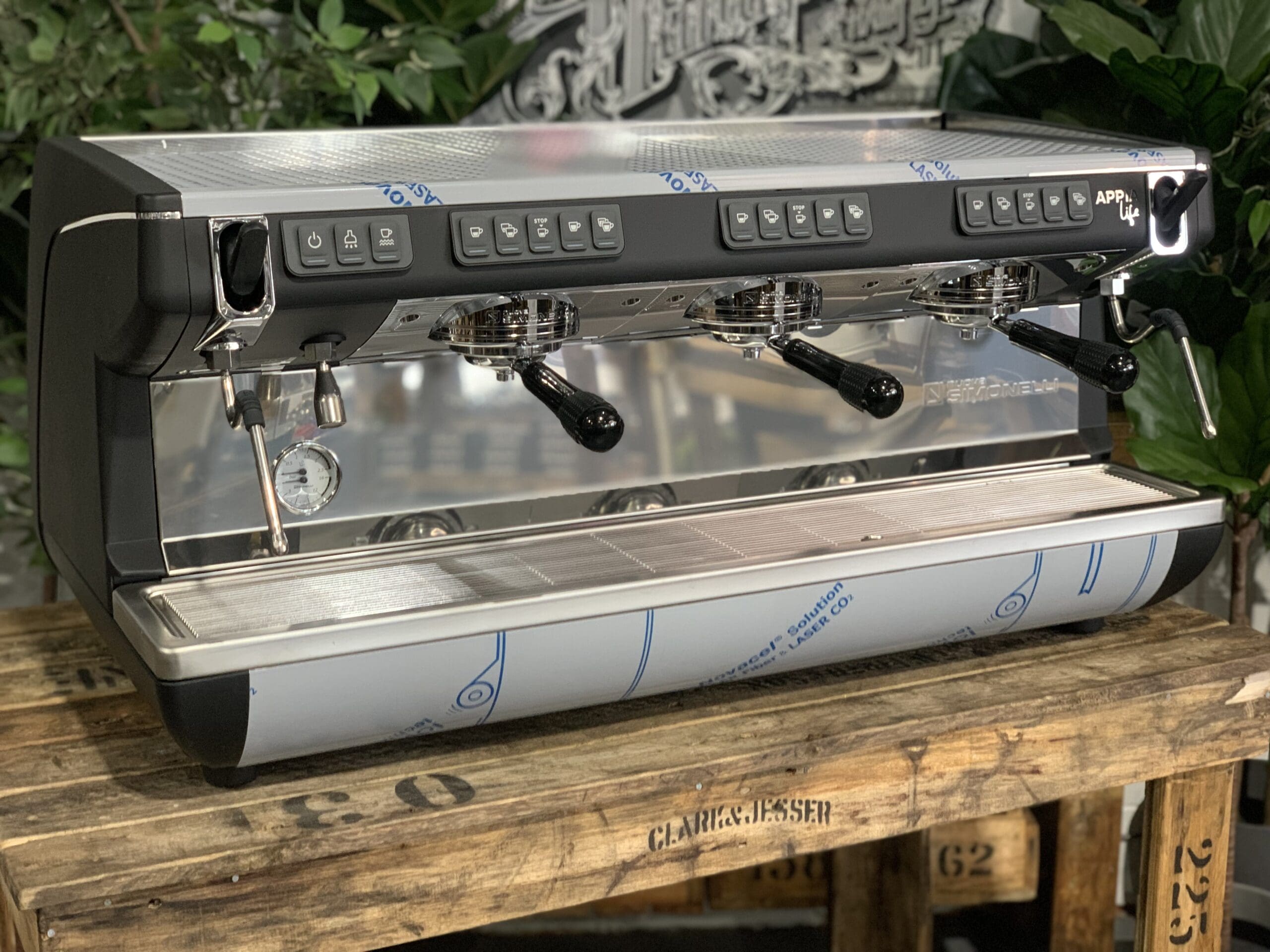 Nuova Simonelli Appia Life High Cup Black - 3 Group Commercial Espresso Machine - Stainless