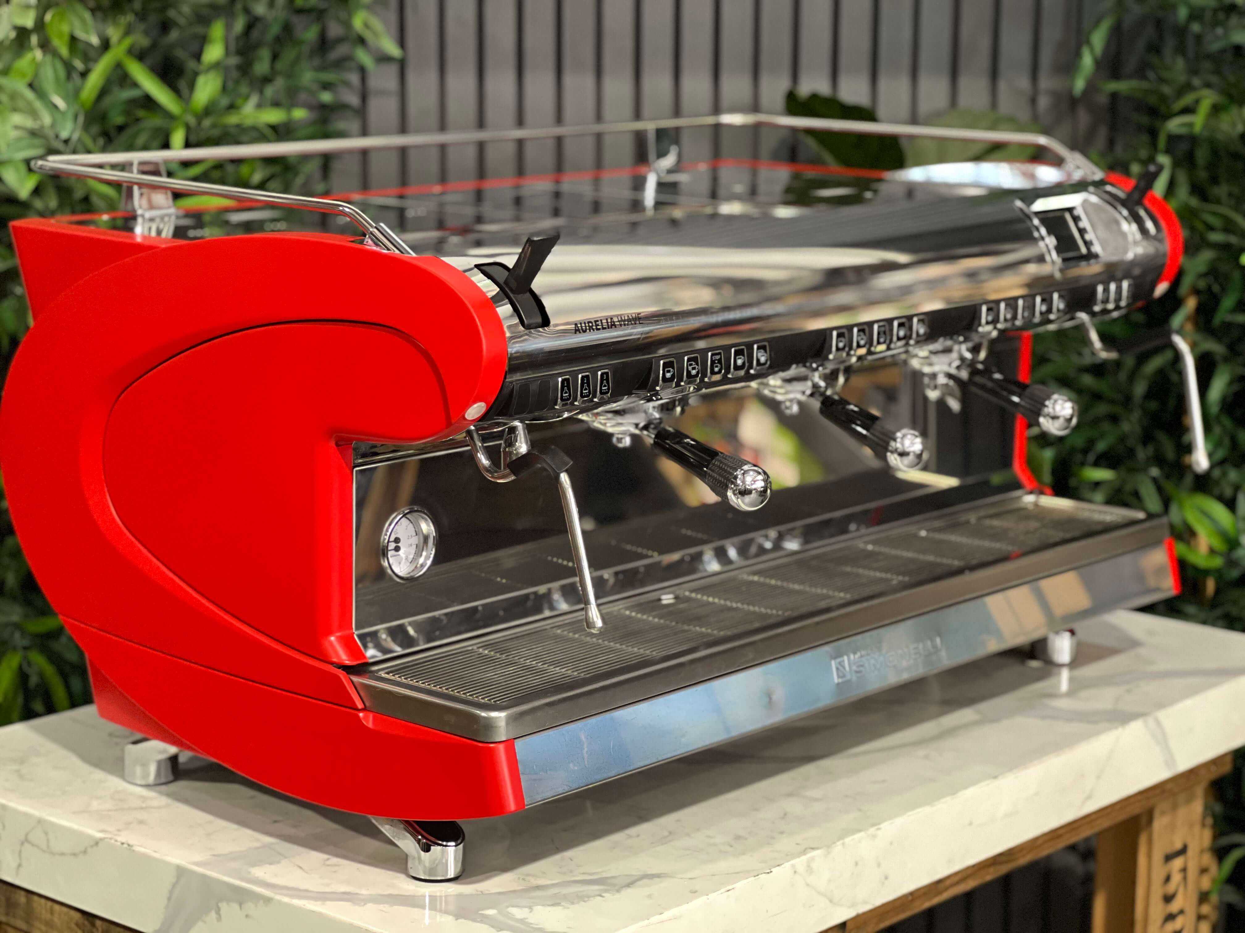 Nuova Simonelli Aurelia Wave Volumetric - 3 Group Commercial Espresso Machine - Red