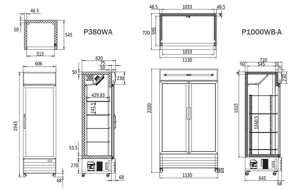 Atosa Double Glass Door Mounted Refrigerator