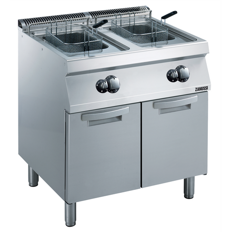 Zanussi Gas 800mm Twin Well 2 x 15L Freestanding V-Shaped Deep Fryer