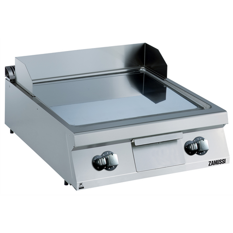 Zanussi Gas 800mm Smooth Polished Chrome Sloped Plate Fry Top