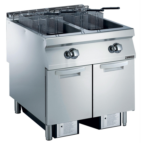 Zanussi Gas 800mm Twin Well 2 x 23L Freestanding V-Shaped Deep Fryer