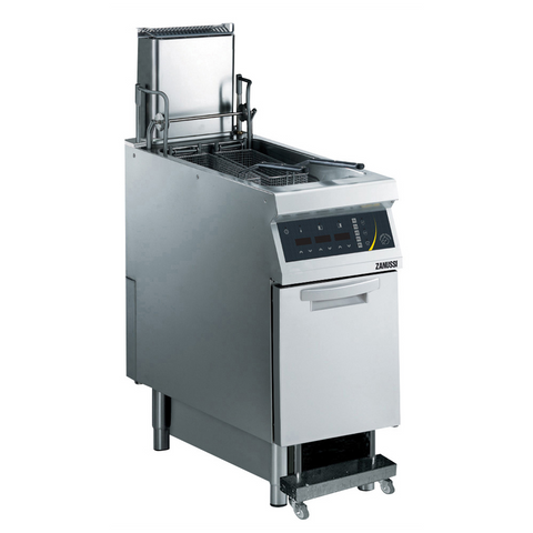 Zanussi Electric 400mm Single Well 23L Freestanding V-Shaped Deep Fryer with Electronic Control, Pump, Lift and Auto Cook