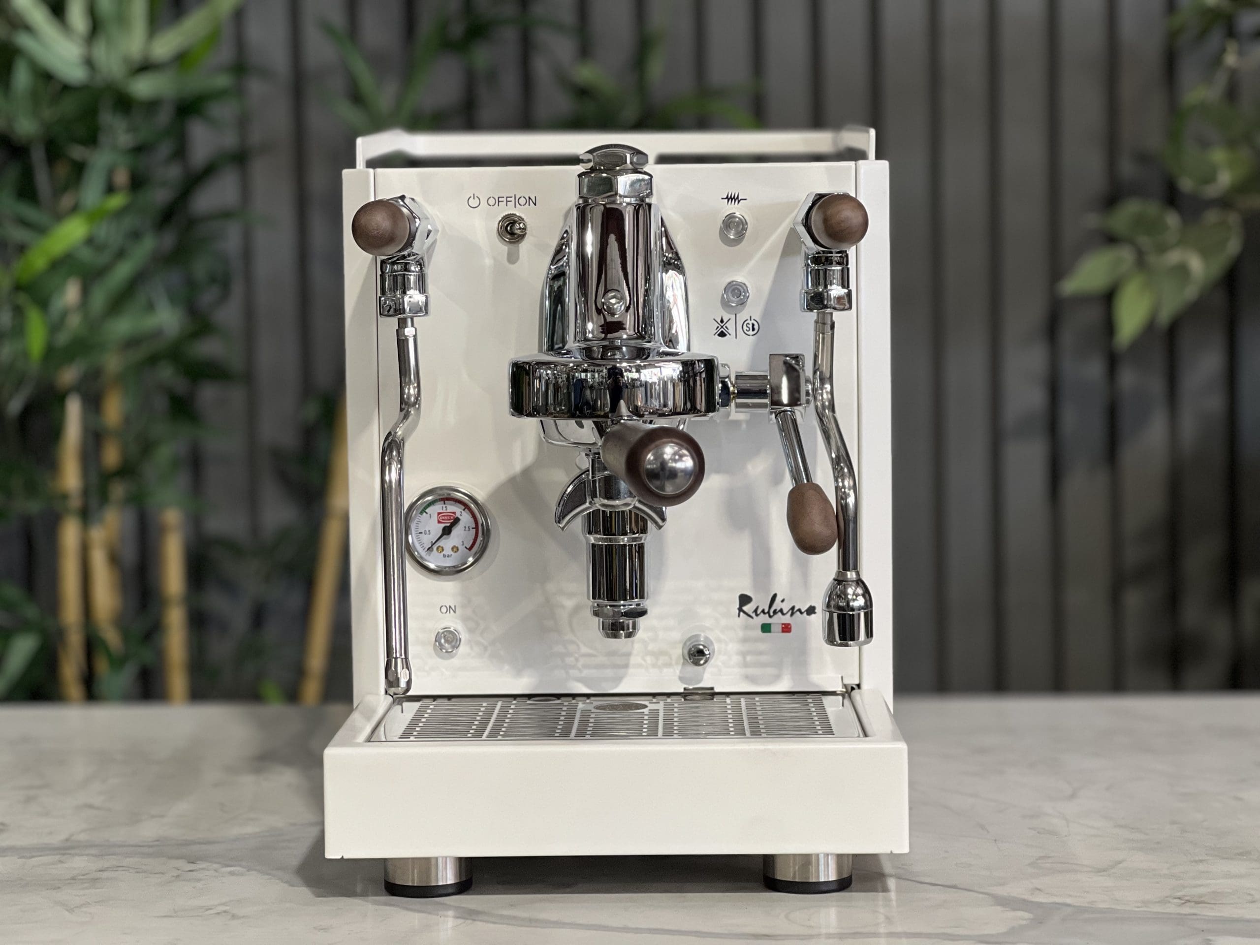 Quick Mill Rubino White - 1 Group Commercial Espresso Machine - Timber