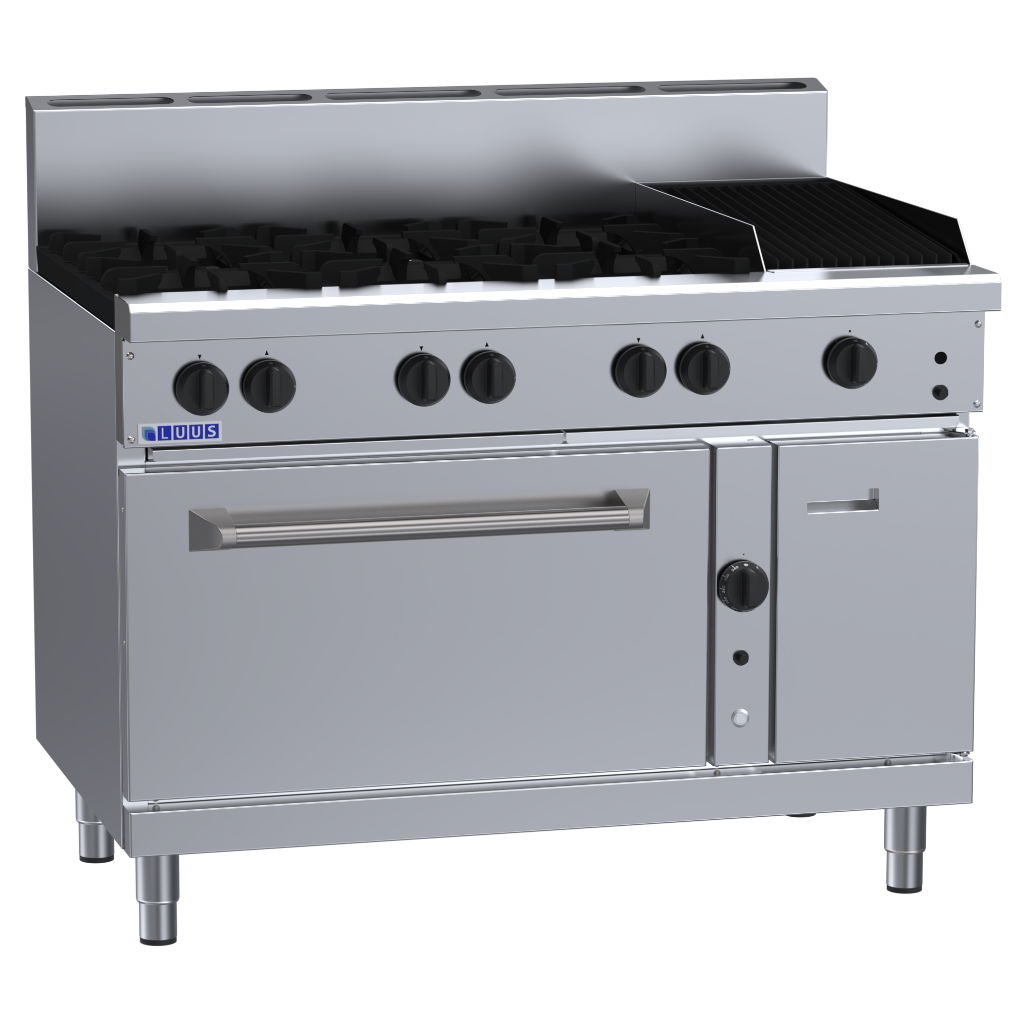 Luus RF-6B3C 1200mm Gas 6 Burner 300mm Chargrill Range & Convection Oven RF-6B3C-LPG