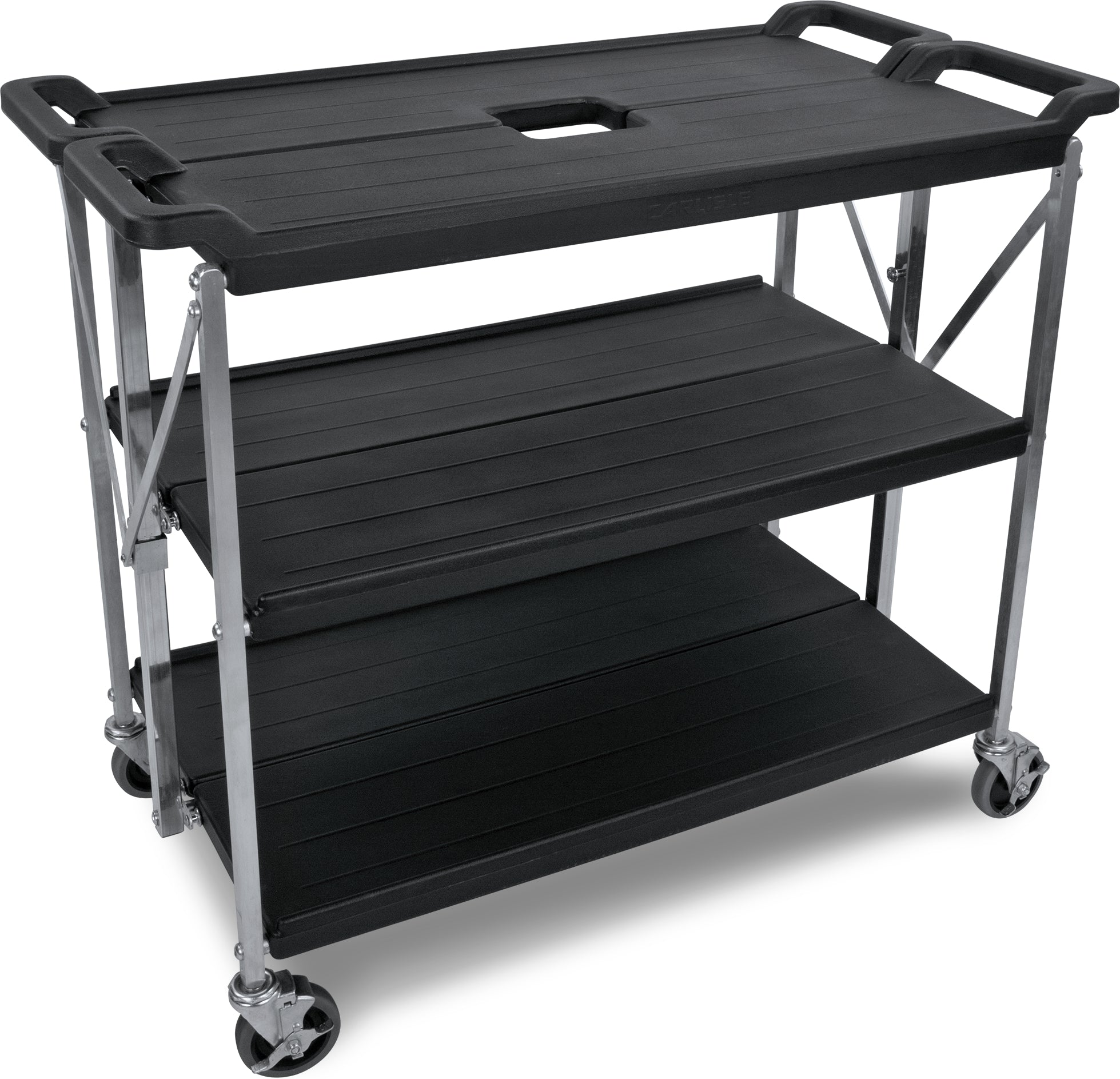 Carlisle Black Large Fold ‘N Go® Cart. Unfolded: 520mm x 1016mm x 1099mm Folded: 267mm x 1016mm - SBC203103