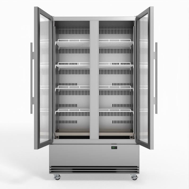 Skope 2 Glass Door Display or Storage Fridge - SKB900N-A - Stainless Steel