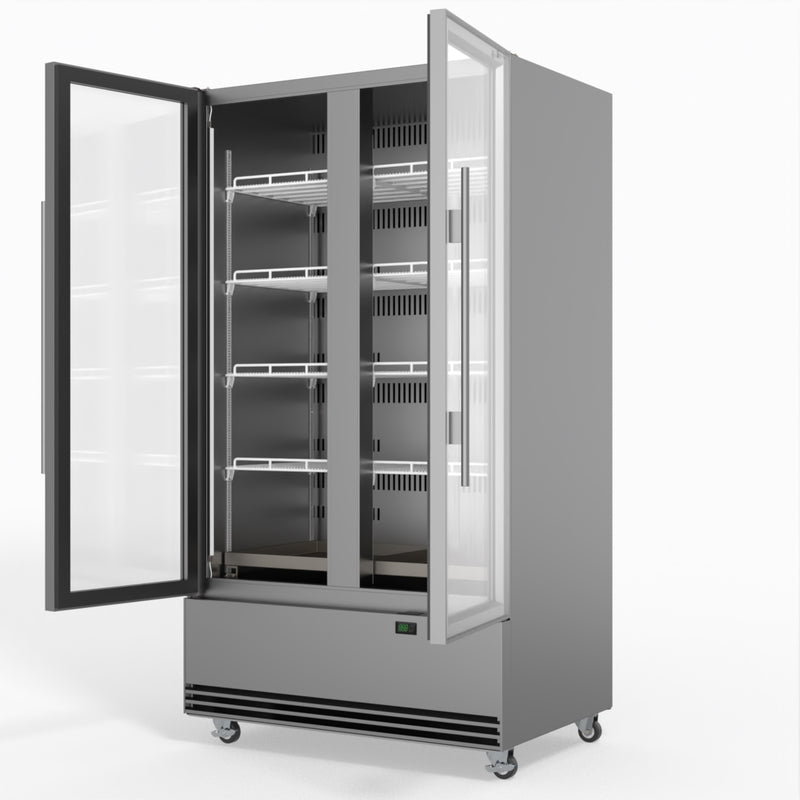 Skope 2 Glass Door Display or Storage Fridge - SKB900N-A - Stainless Steel