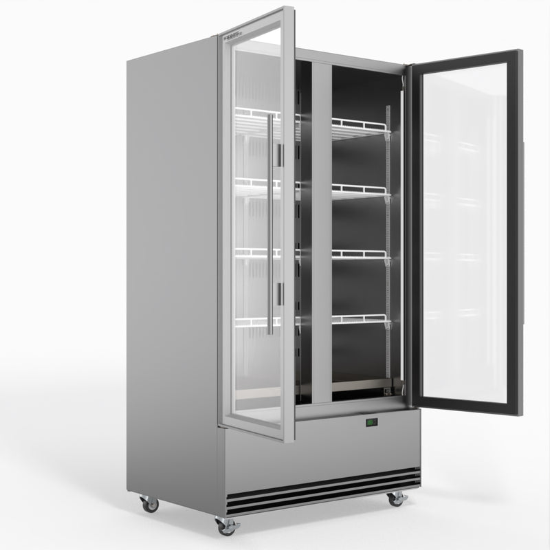 Skope 2 Glass Door Display or Storage Fridge - SKB900N-A - Stainless Steel