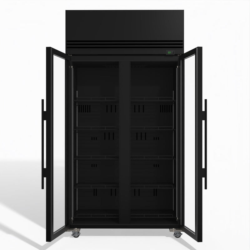 Skope SKFT1000N-A 2 Glass Door Upright Display or Storage Freezer - Black