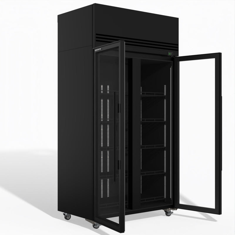 Skope SKFT1000N-A 2 Glass Door Upright Display or Storage Freezer - Black