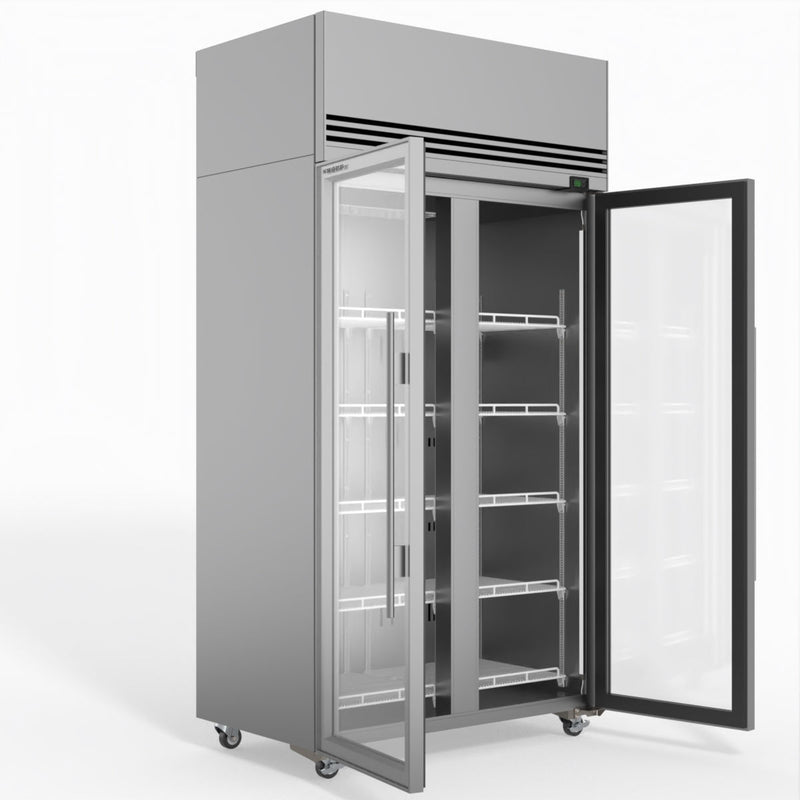 Skope SKFT1000N-A 2 Glass Door Upright Display or Storage Freezer