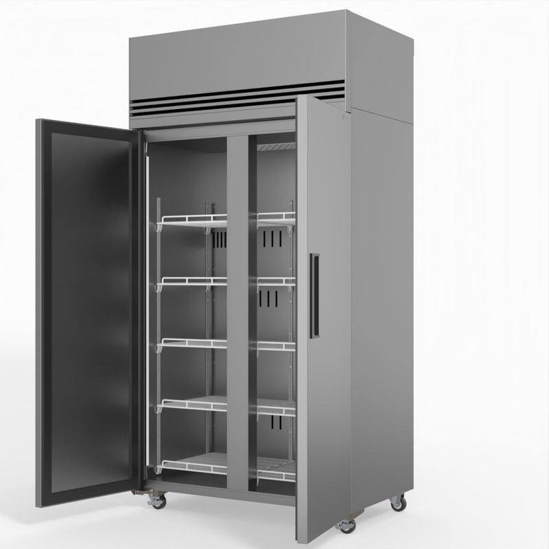 Skope SKFT1000NS-A 2 Solid Door Upright Display or Storage Freezer - Stainless Steel