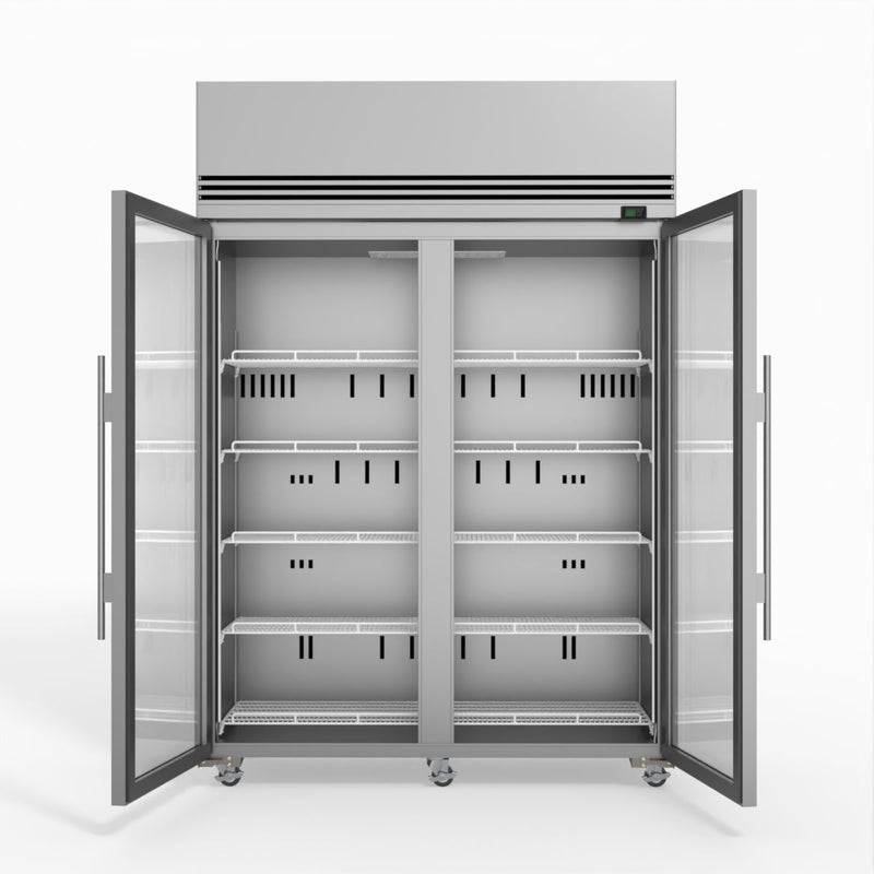 Skope SKFT1300N-A 2 Glass Door Upright Display or Storage Freezer - Stainless Steel