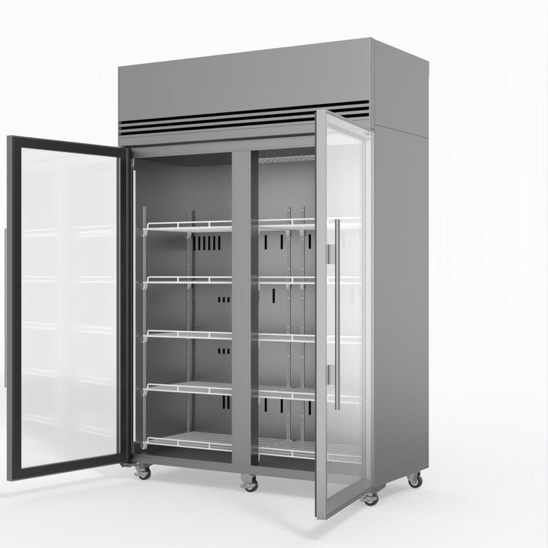 Skope SKFT1300N-A 2 Glass Door Upright Display or Storage Freezer - Stainless Steel