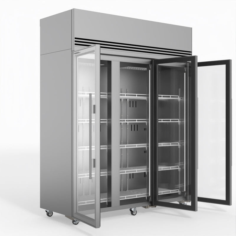 Skope SKFT1500N-A 3 Glass Door Upright Display or Storage Freezer - Stainless Steel