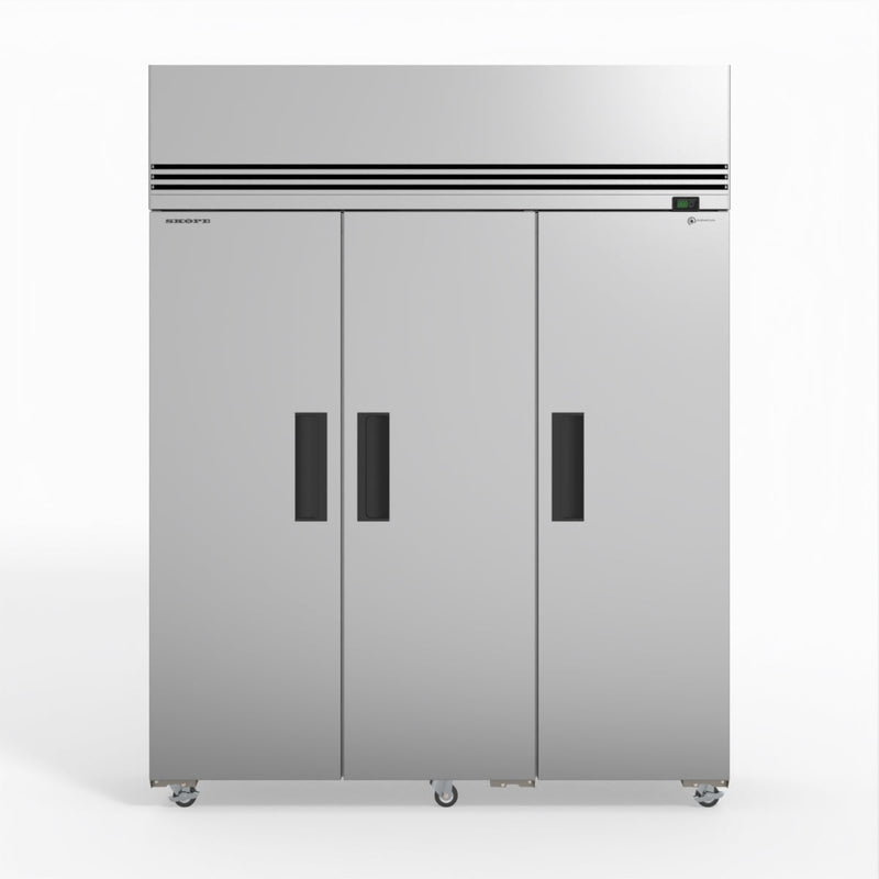 Skope SKFT1500NS-A 3 Solid Door Upright Display or Storage Freezer