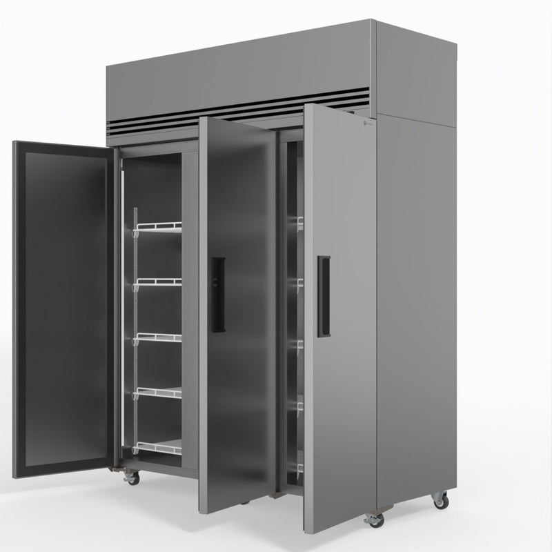 Skope SKFT1500NS-A 3 Solid Door Upright Display or Storage Freezer - Stainless Steel