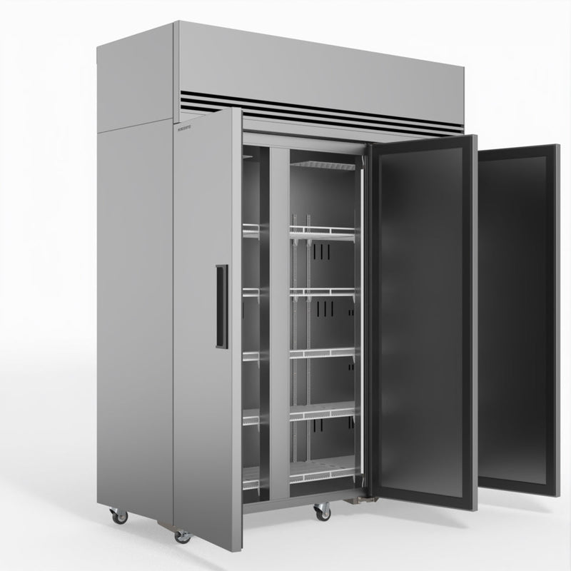 Skope SKFT1500NS-A 3 Solid Door Upright Display or Storage Freezer - Stainless Steel