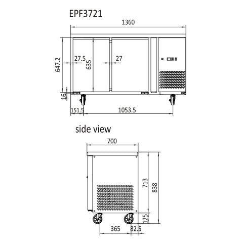 Atosa Glass Two Door Cooling Table