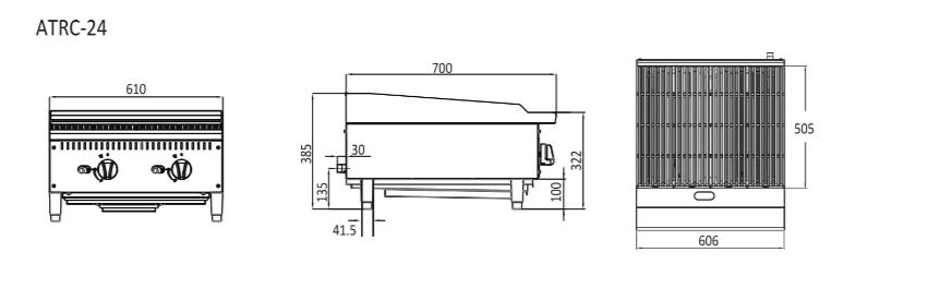 Cookrite ATRC-24 610mm Radiant Broiler - Natural Gas/LPG